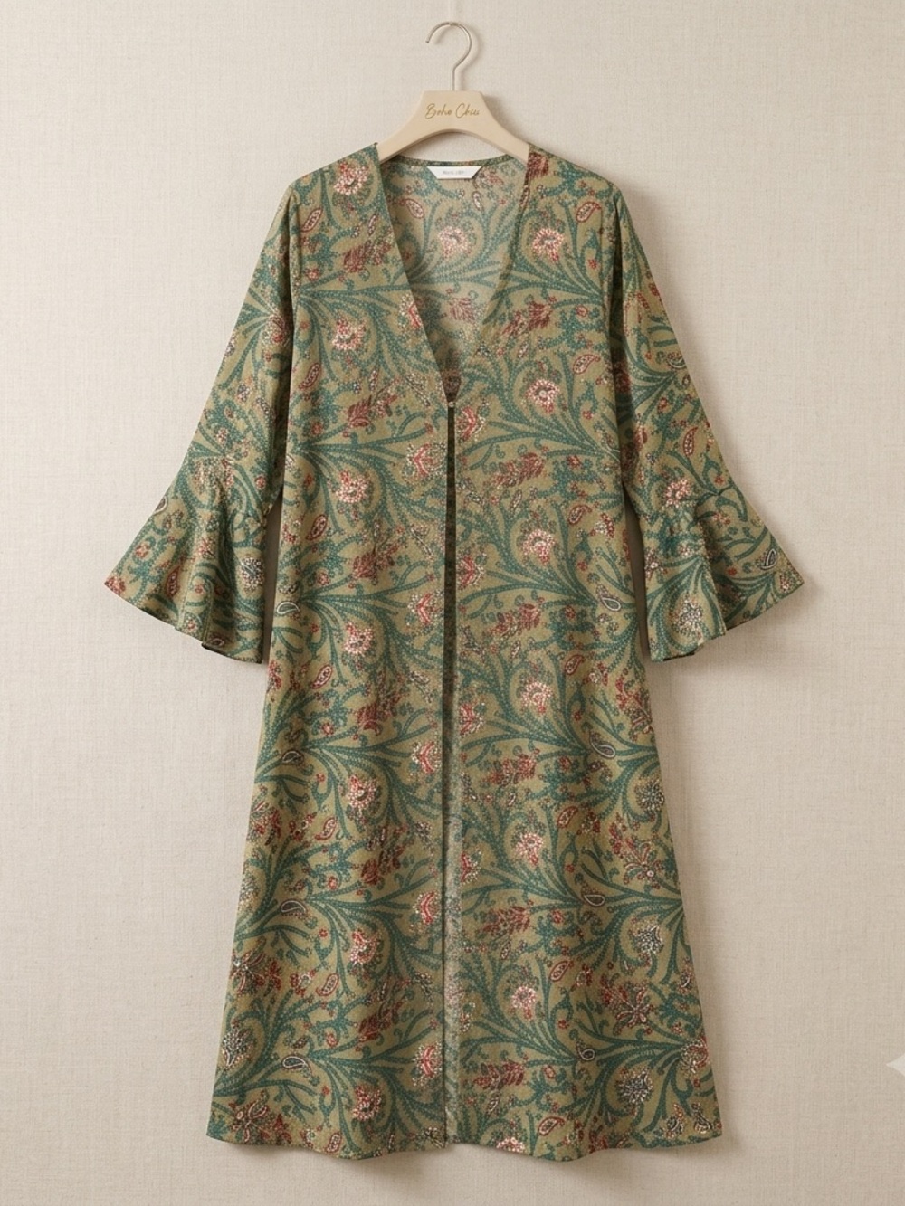 EARTHBOUND Green Paisley Kimono Robe